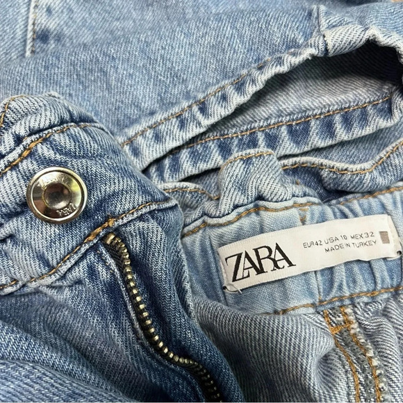 Zara 90’s Vintage Style Paper Bag Carrot Leg Ankle Jeans Size 10 - Picture 10 of 13